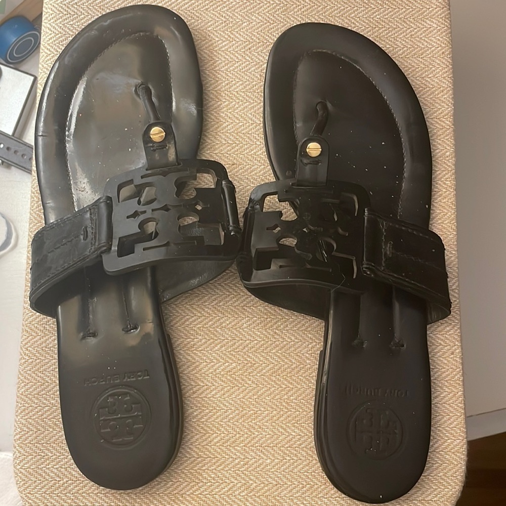 Tory Burch Black Patent Leather Miller Square Sandal (9.5)